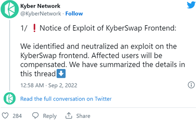 Binance Intel finds 2 suspects who can be behind the KyberSwap $26