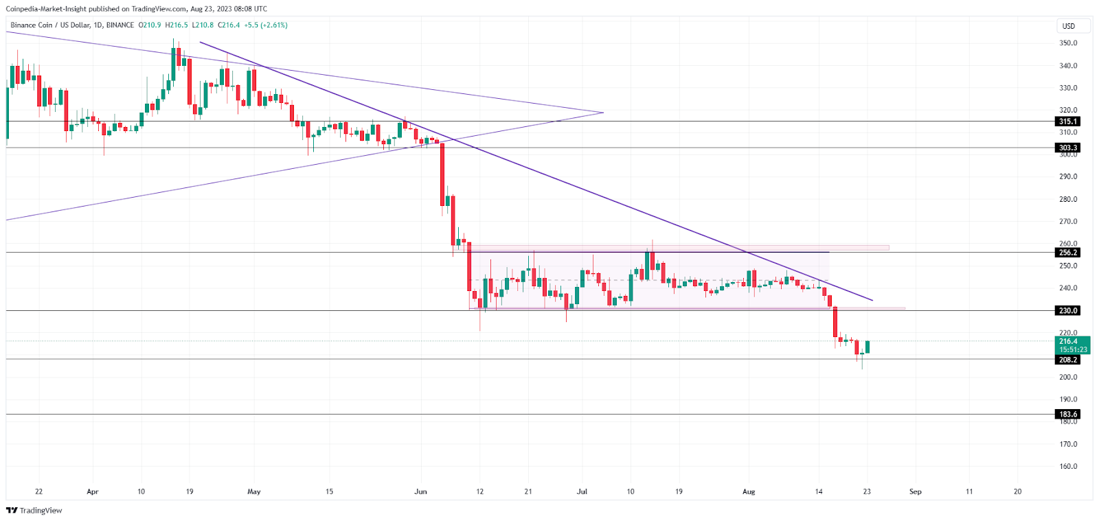 Binance Coin Price Analysis: A Hidden Trendline Pushes Down BNB Pr